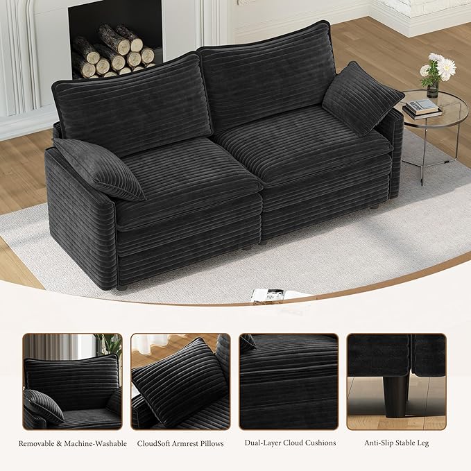 Vesgantti 74" Cloud Couch for Living Room, 2 Seaters Deep Seat Sectional