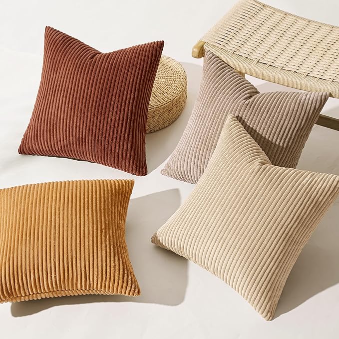 MIULEE Boho Farmhouse Terra Cotta Throw Pillow Covers 18x18 Inch Set of 4