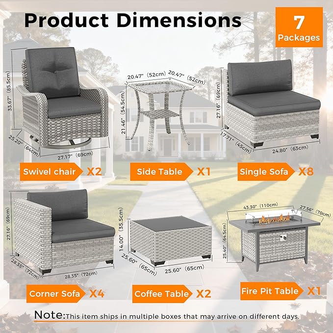 14-Seat Outdoor Wicker Patio Furniture Set
