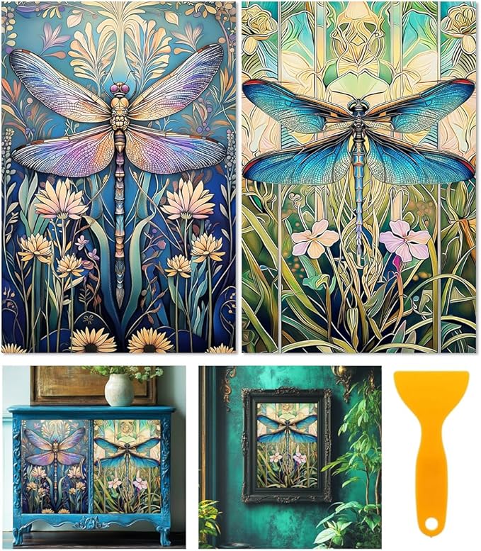 6 Sheets Dragonflies Rub on Transfers