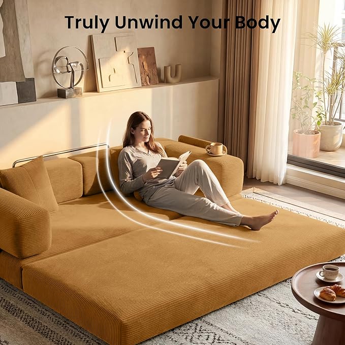 78.8" Convertible Futon Sofa Bed, Corduroy Futon Couch