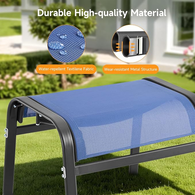 ONBRILL Outdoor Ottoman Set of 2, All Weather Outdoor Foot Stool