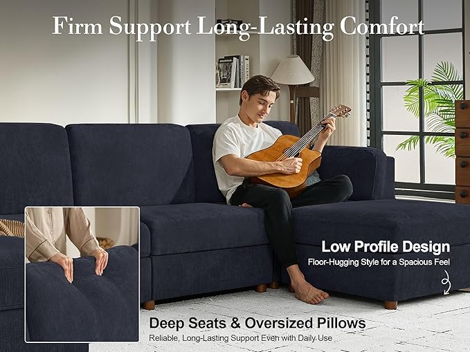 Oversized 2 Seater Modular Sectional Sofa, Solid Wood Frame Sofa, Removable
