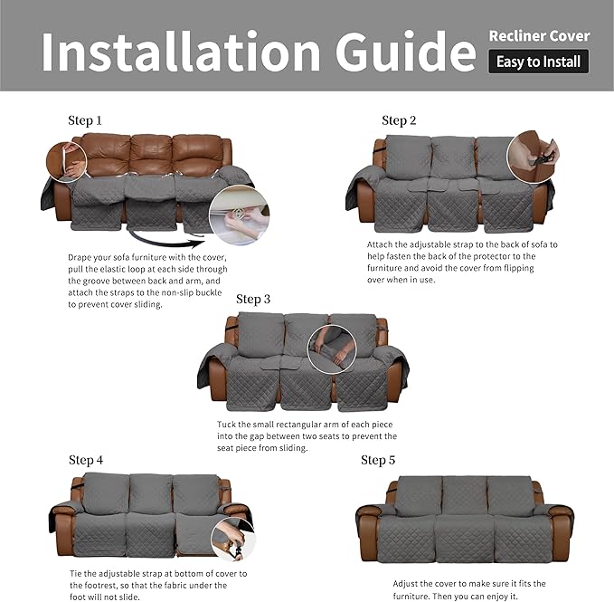 Easy-Going Oversized Recliner Sofa Cover, Reversible Couch Cover