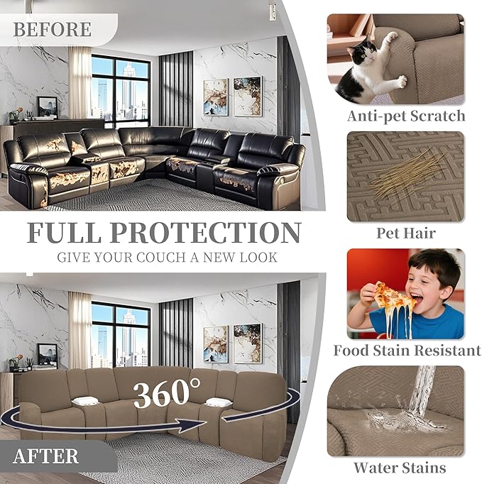 100% Waterproof Sectional Recliner Couch Covers