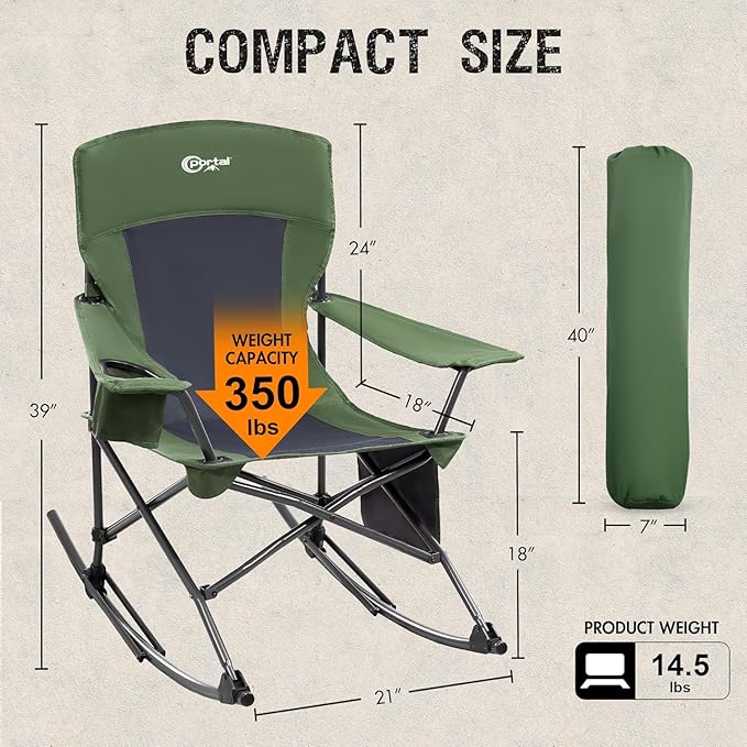 Portal Outdoor Rocking Chair Camping Folding Portable Rocker