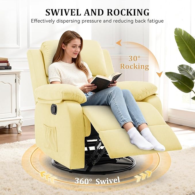 Korser Recliner Chair, 360 Swivel Rocker Chair