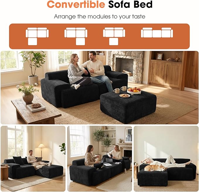 83.5" Boneless Loveseat with Ottoman, Cloud Comfy Couches