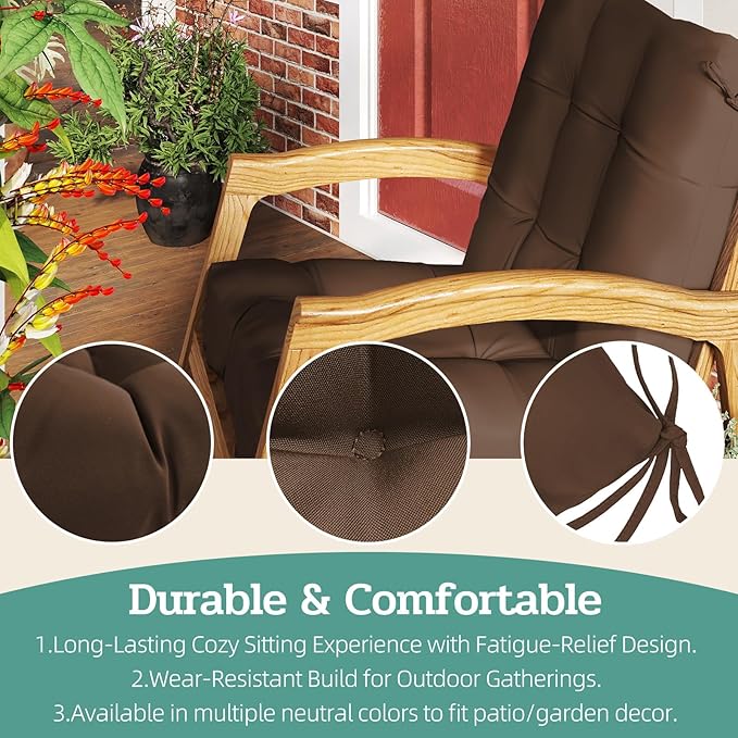 Outdoor Chair Cushions Set of 2, High Back Soft Seat Pad
