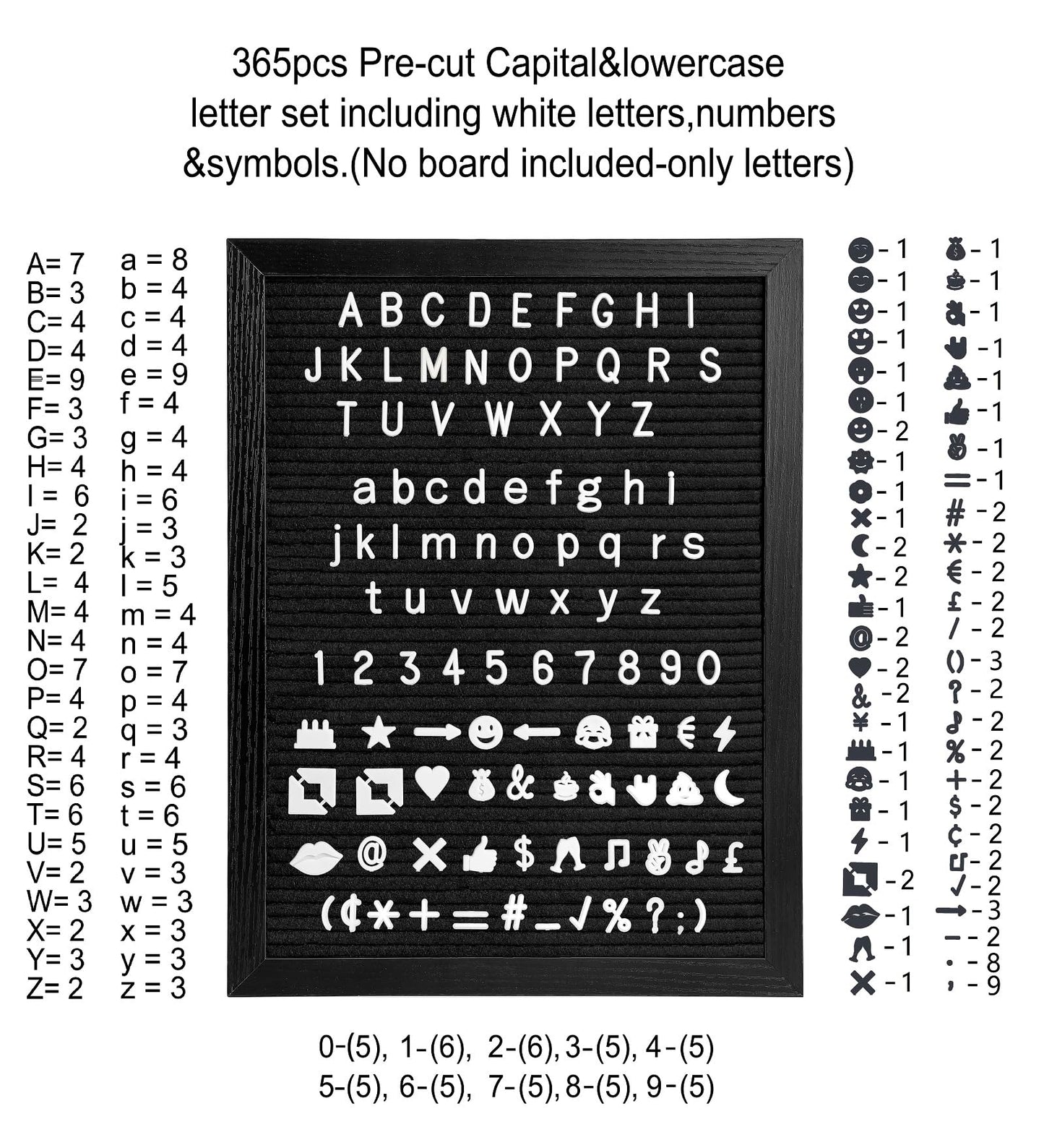 G GAMIT Letters Set - Pre-Cut 365pcs 0.75" Both Capital and Lowercase Letters Only (No Board Included)