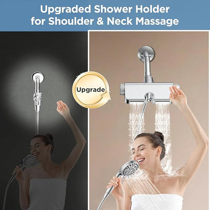 MakeFit Filtered Shower Head with Handheld Combo - Dual 2-in-1 Spa System with Massage Shower and 10 Modes Hand Held Shower High Pressure with Built in Power Wash Mode (Chrome)