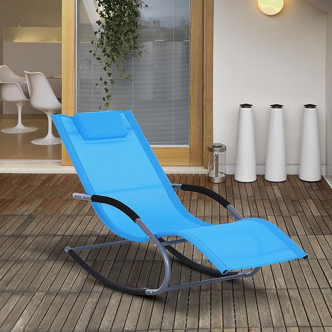 Outsunny Zero Gravity Rocking Chair Outdoor Chaise Lounge Chair Recliner Rocker