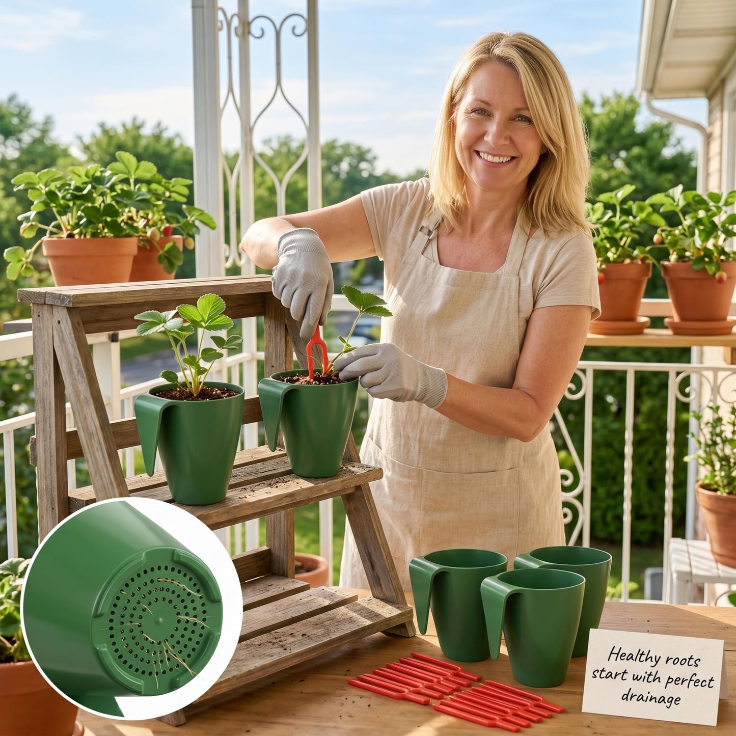 Wilafury 20Pcs Propagation Cups, Small Strawberry Propagation Cups with 50 Vine Press Forks, Plastic Planter for Rooting, Garden Greenhouse Balcony, Green