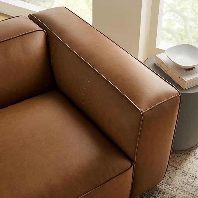 Modway Auren Vegan Leather Right Modular Armchair in Coffee