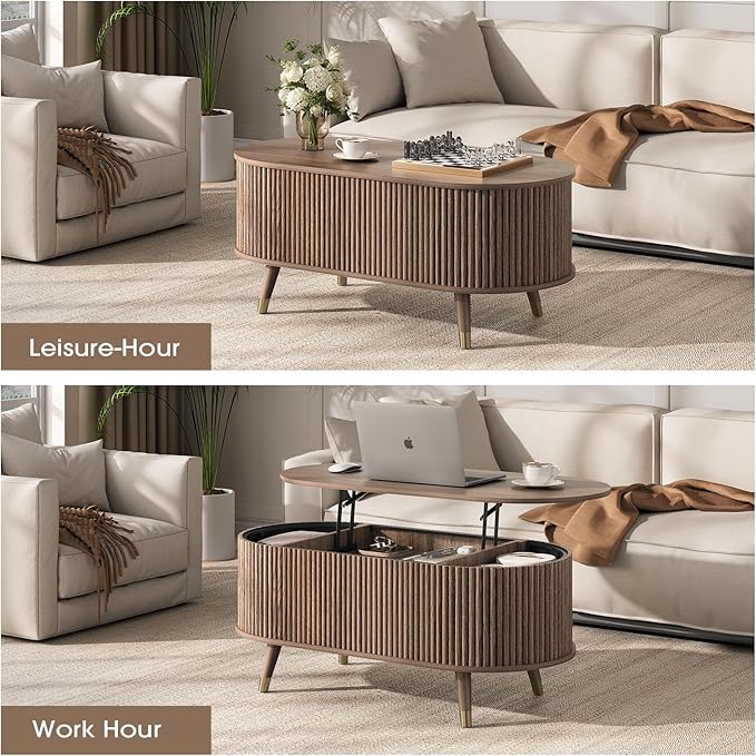 JOINICE 42.5" Oval Lift Top Coffee Table