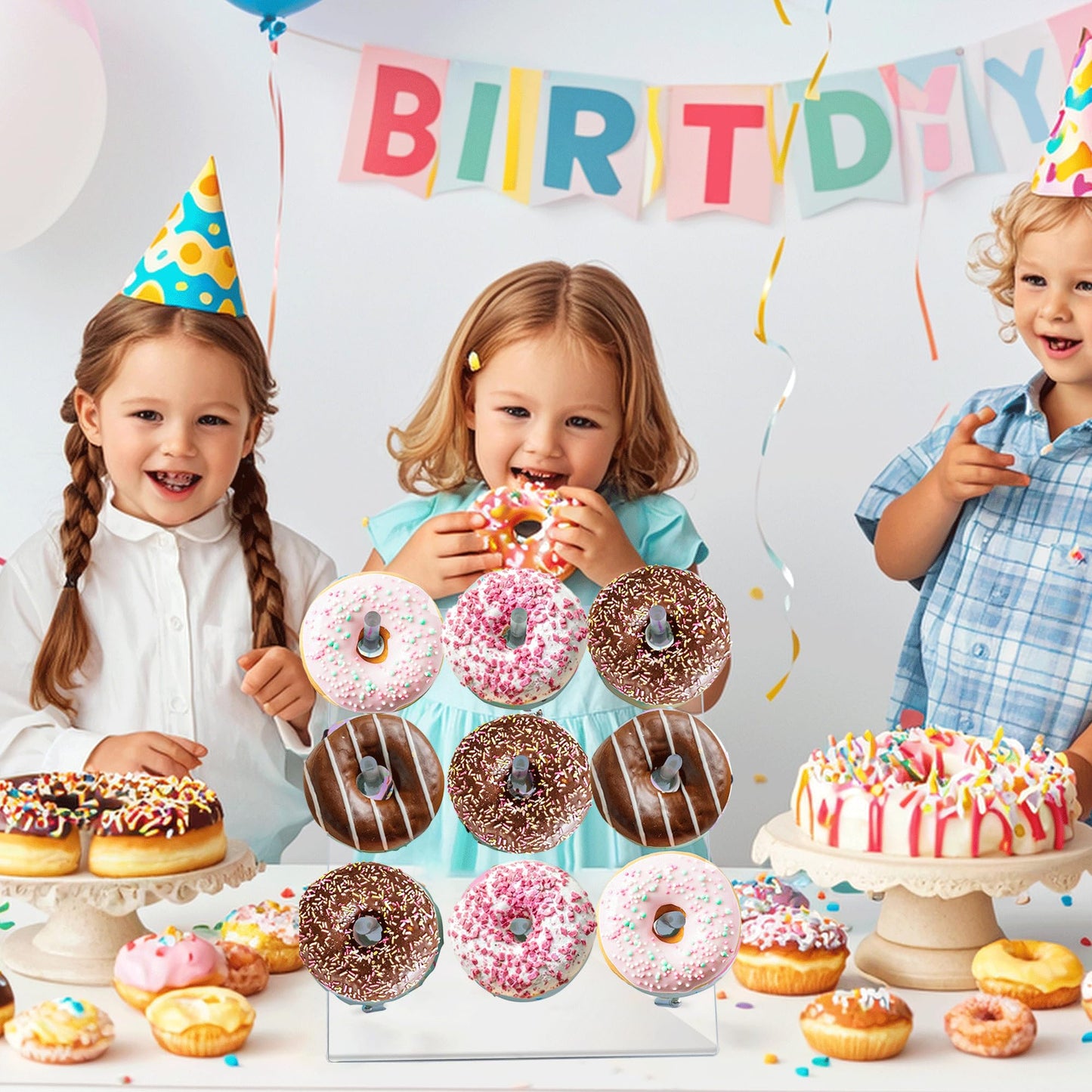 RLHDIS Donut Stand, 2 Pack Acrylic Donut Wall Display Stand, Clear Bagels Holder for Party, Wedding Birthday Events Baby Shower (2 Pack)