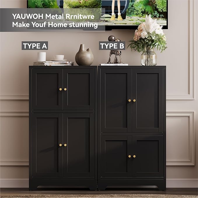 YAUWOH Bathroom Floor Cabinet, Metal Storage Cabinet