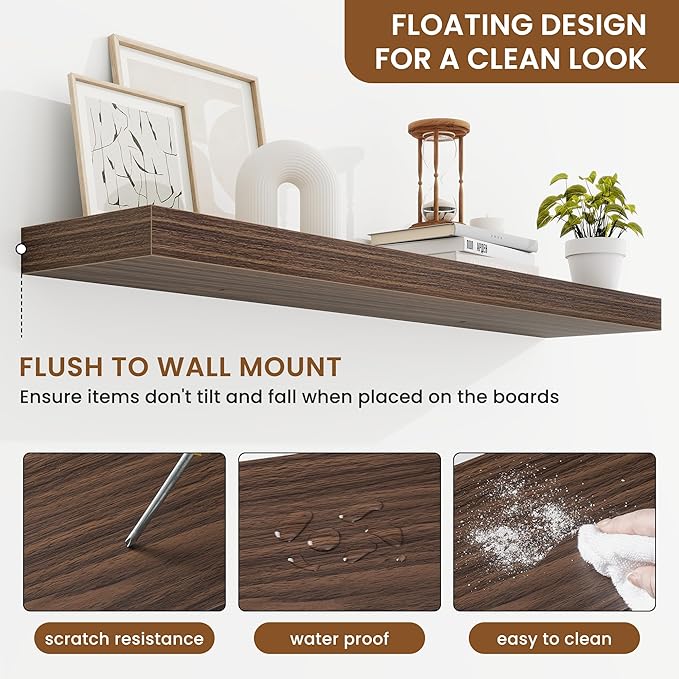 fuqing Floating Shelves for Wall, Wall Mounted Wood Floating Shelf