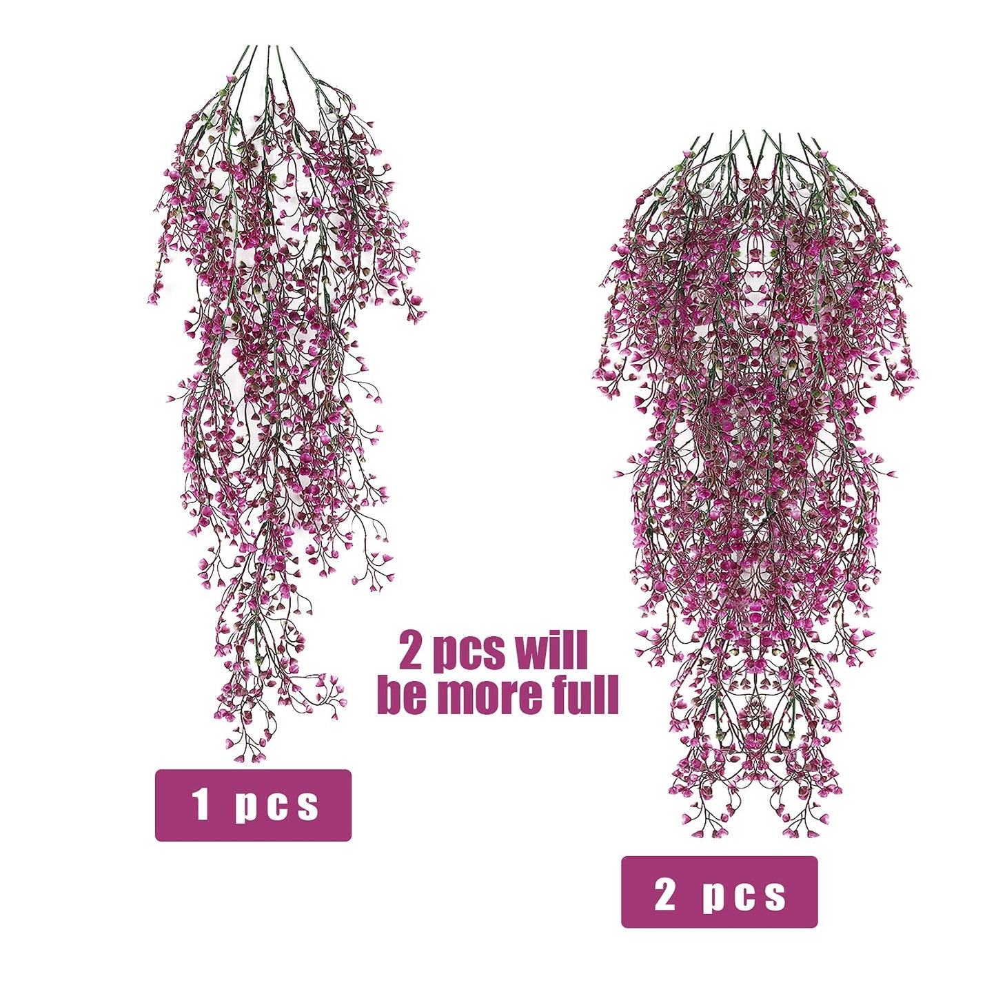 RECUTMS Artificial Hanging Plants Fake Hanging Vines Boston Fern Greenery Hanging Wall Plants for Home Room Garden Wedding Outside Decoration (Fuchsia 4P)