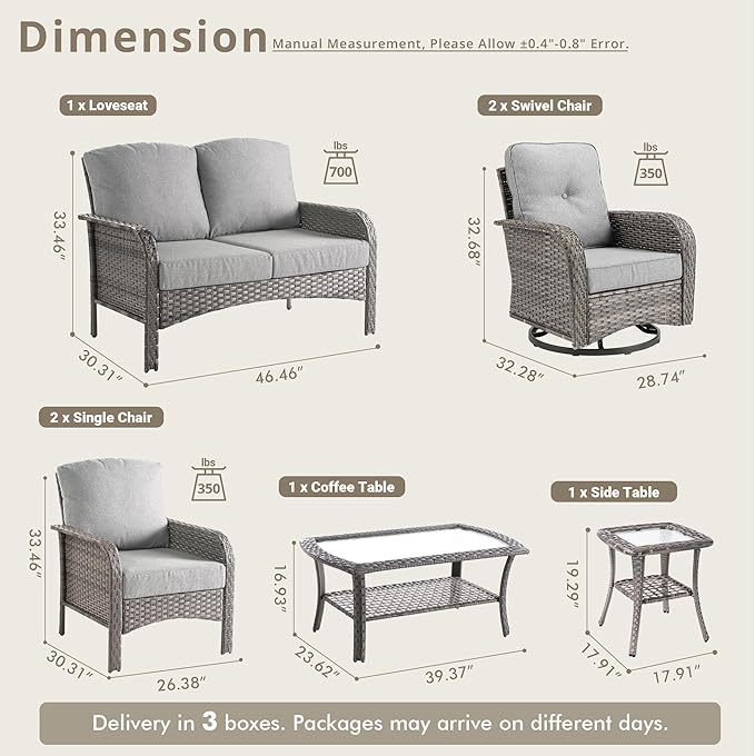 Weaxty 7 Pieces Patio Furniture Set