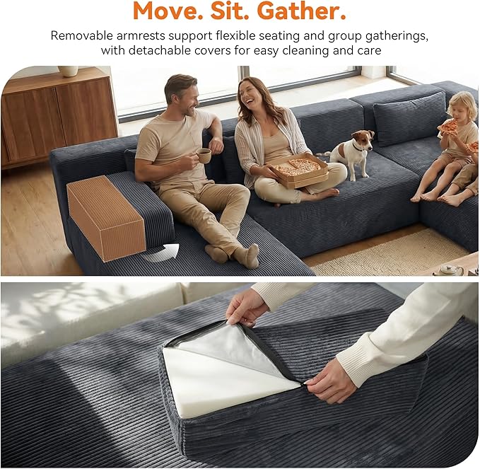 MONVANE 141" U Shaped Cloud Sectional Couch