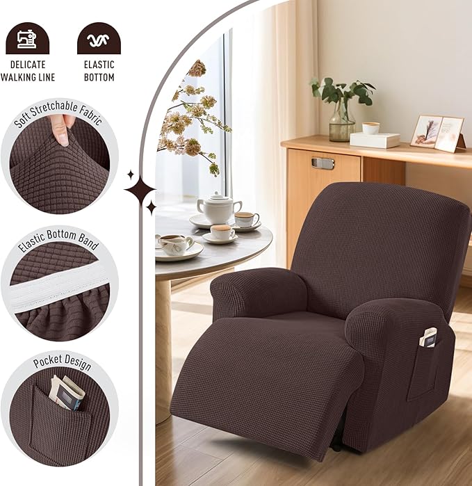TAOCOCO Recliner Cover 4-Pieces, Recliner Stretch Sofa Slipcover, Recliner
