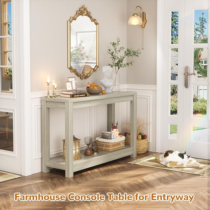 Besiost Small Farmhouse Wood Entryway Table Narrow Console Table