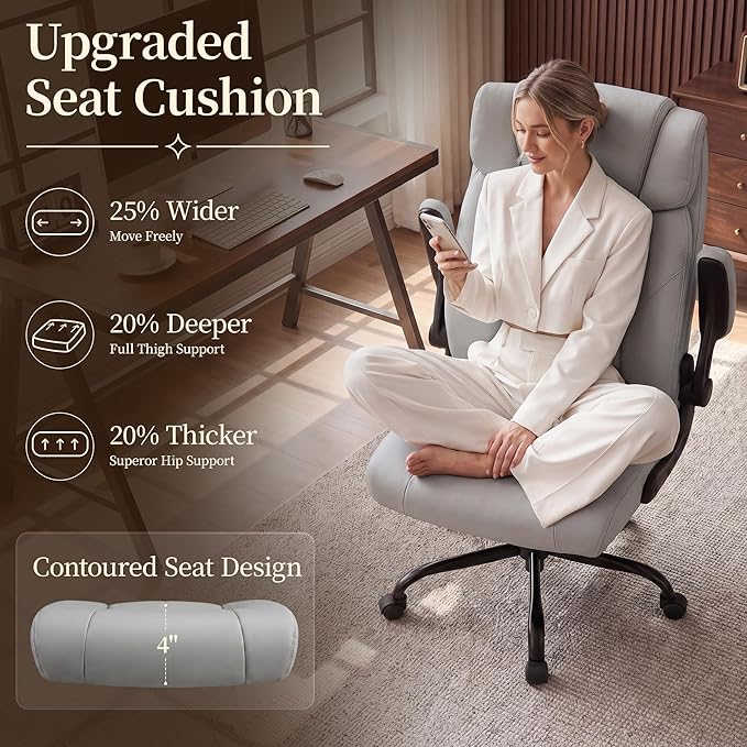 Office Chair, Leather Ergonomic Computer Desk Chair
