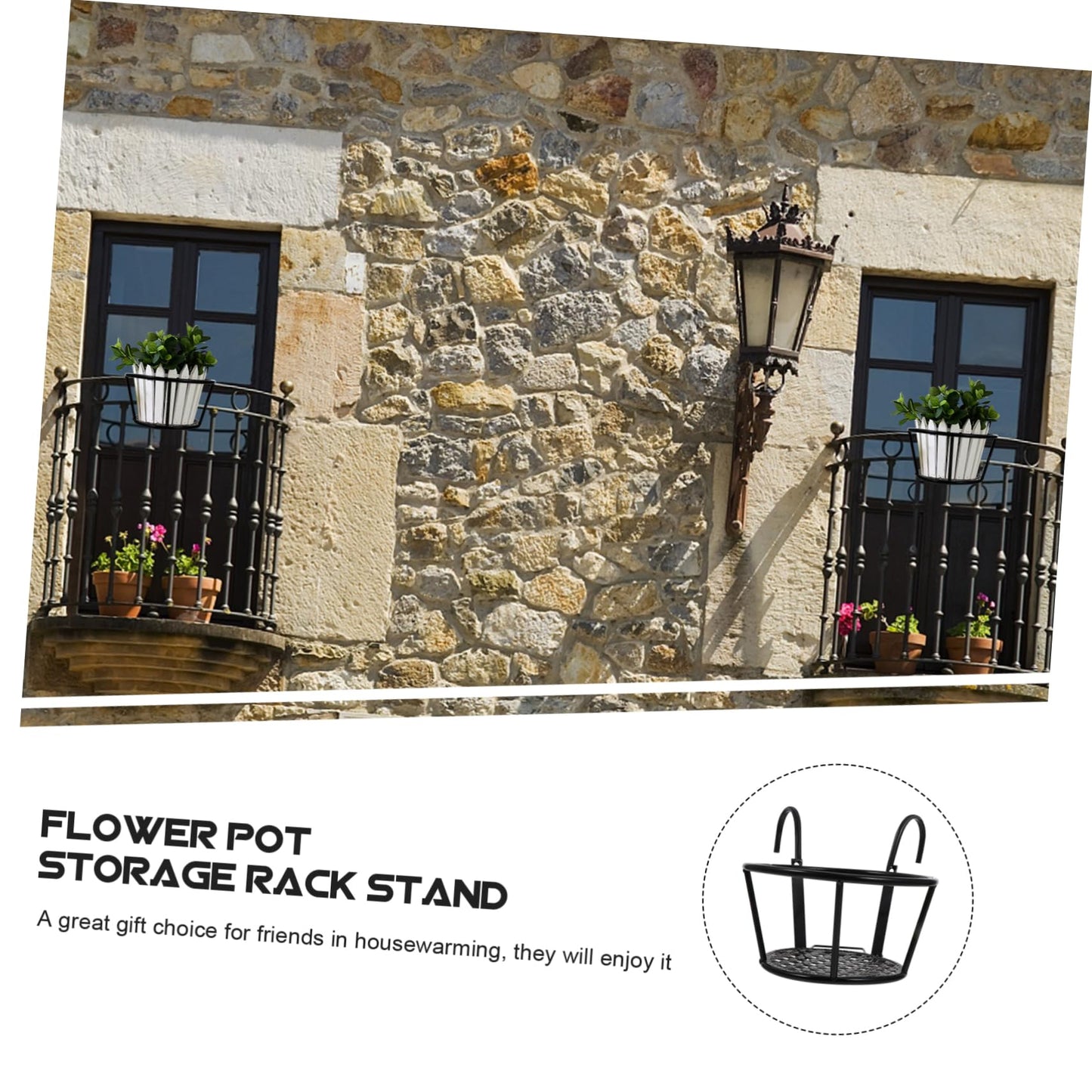 Unomor 2pcs Balcony Plant Display Rack Flower Pot Storage Shelf Hanging Plant Stand for Indoor Outdoor Railing Easy to Install and Space Saving Design