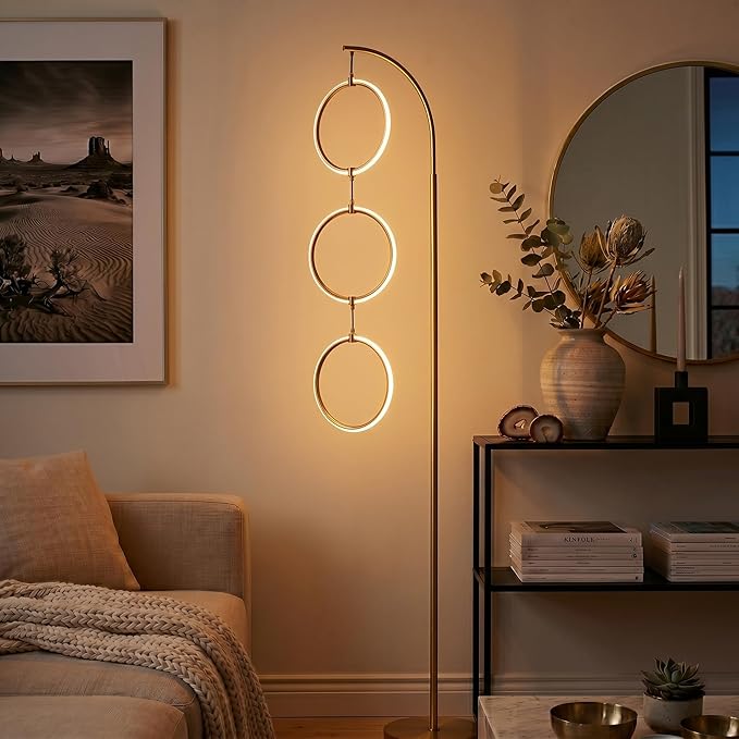 Brightech Nova 74 in. Antique Brass Industrial 3-Light LED Energy Efficient