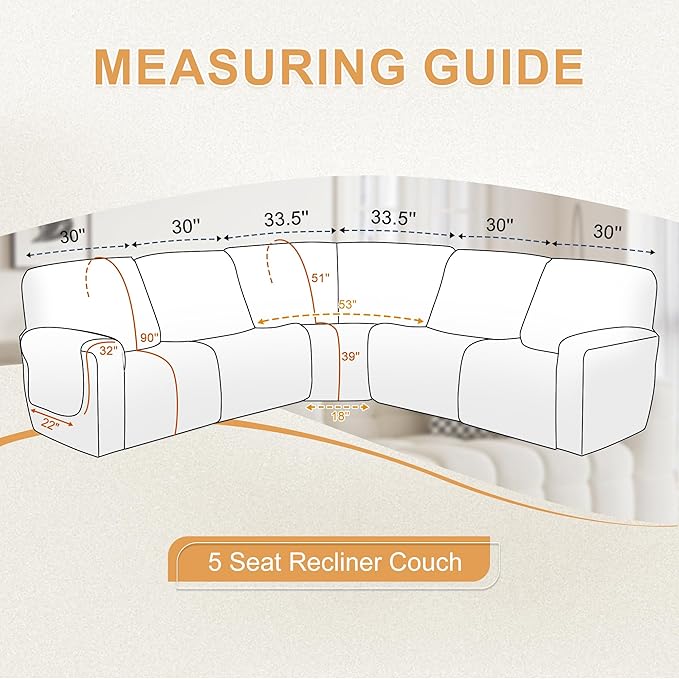 HDCAXKJ 100% Waterproof Reclining Sectional Couch Covers L Shape Recliner Sofa