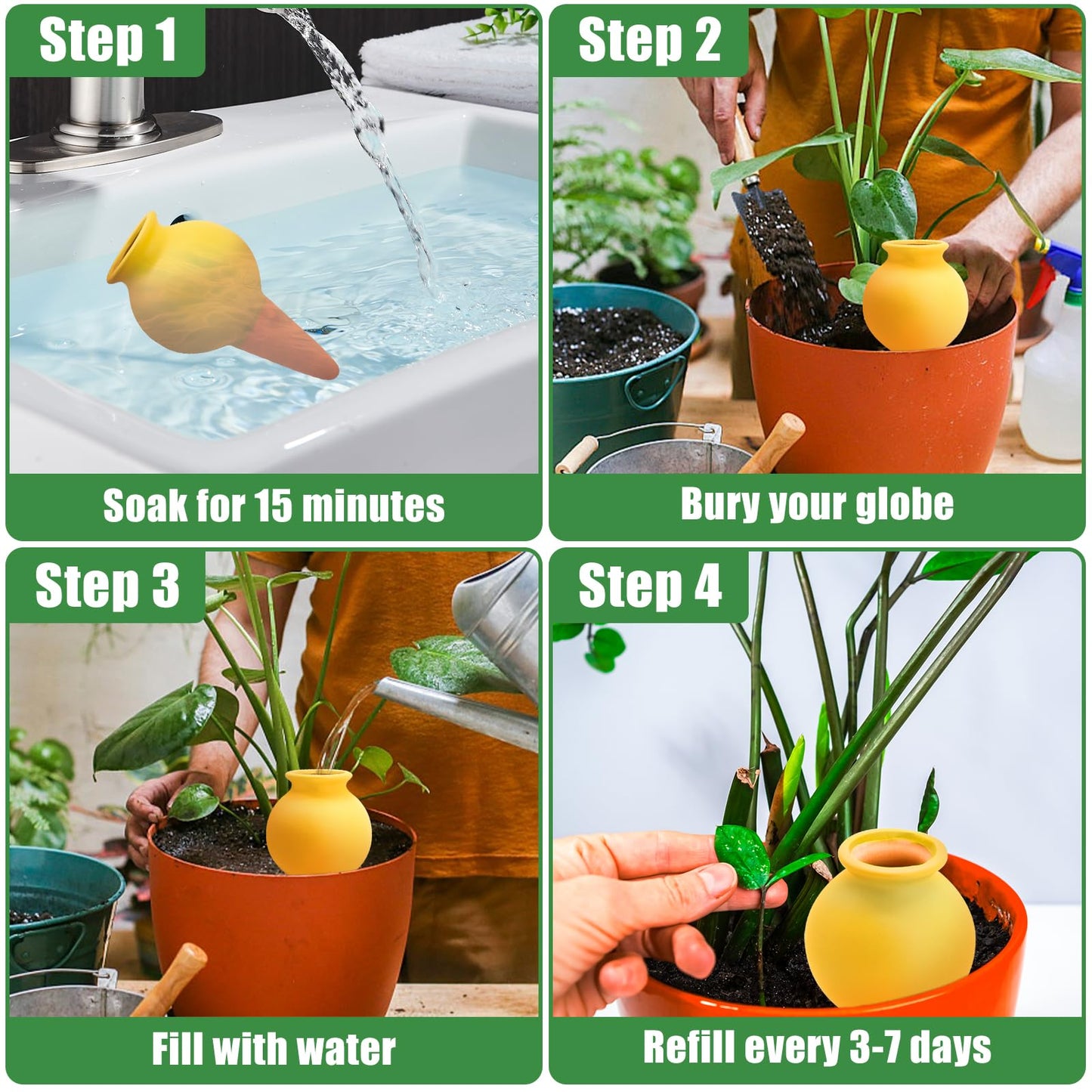 4 Pack Terracotta Watering Spikes, Self Watering Globes, Slow Release Self Watering Planter Insert, Plant Watering Globes for Indoor and Outdoor Plants
