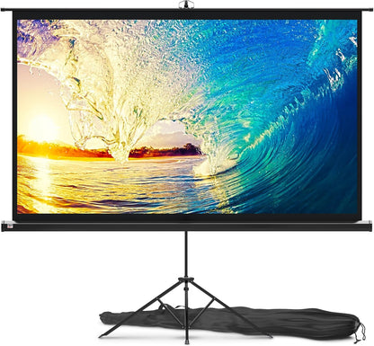 PropVue Projector Screen with Stand 84" - Indoor & Outdoor Projection Screen for Movie or Office Presentation - 16:9 HD Premium Wrinkle-Free Tripod Screen for Projector with Carry Bag & Tight Strap