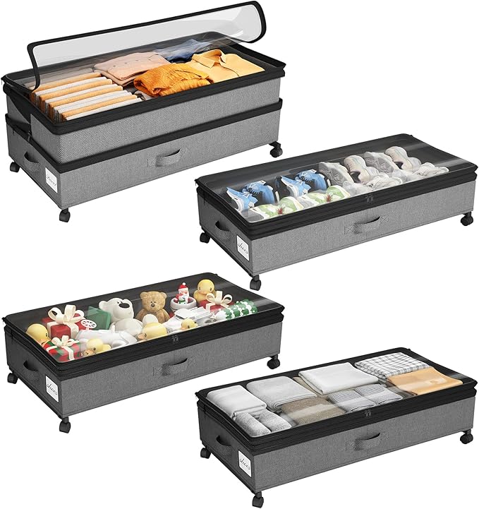 Kitstorack 4 Pack Height-adjustable Under Bed Storage