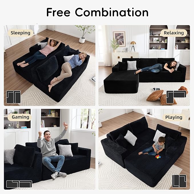 Opiesit 108" Boneless Couches for Living Room, Modular Sectional Sofa