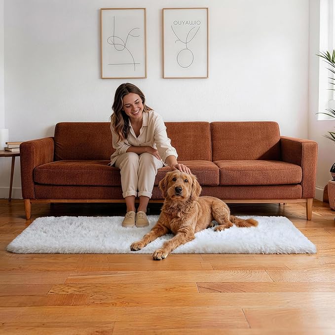 Ophanie Runner Rug for Hallway, 2x6 Washable Non-Slip Fluffy Soft Bedside Rugs