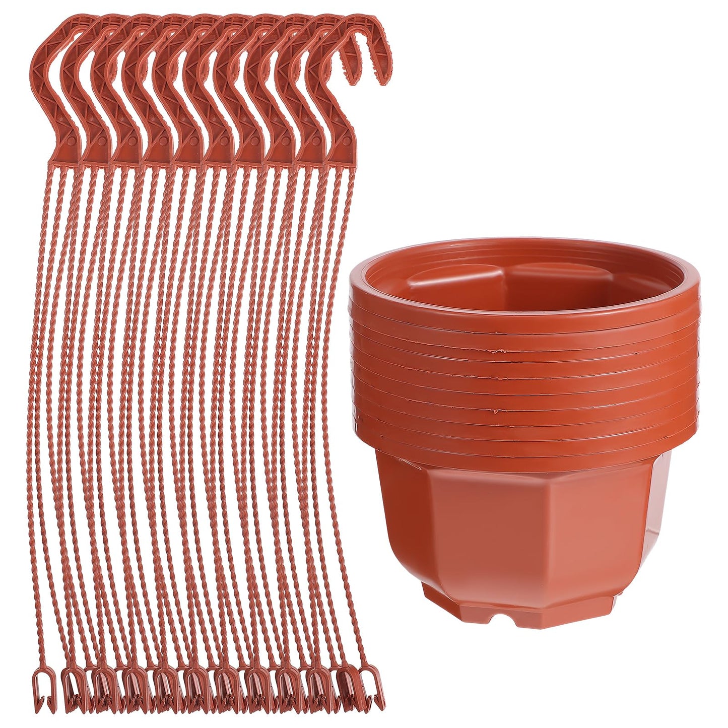 DOITOOL 10Pcs Plastic Hanging Planters, 6.29" Hanging Flower Pots Plant Basket Planter for Outdoor Indoor Plants Garden Balcony Decoration