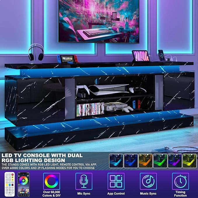chartustriable 71IN LED TV Stands w/Power Outlet