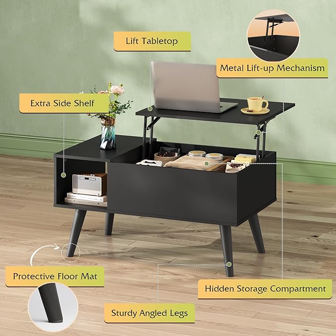 WLIVE Coffee Table for Living Room, Small Coffee Table