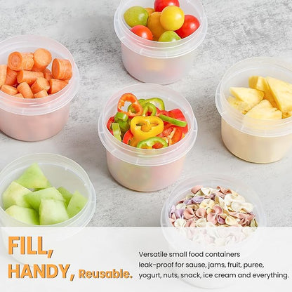 TUZAZO 6 Pack - 12 Oz Food Storage Containers with Screw Lids, Airtight Plastic Small Freezer Storage Container for Ice Cream, Overnight Oats, Snack, Soup, Portion and Meal Prep Container