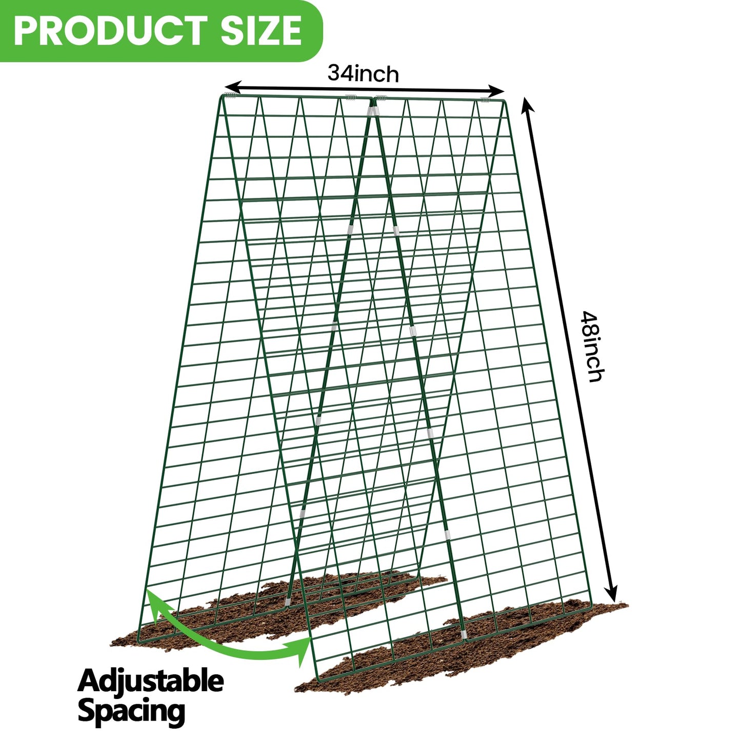 Toriexon Foldable Cucumber Trellis, 48" L x 34" W A-Frame Trellis, Climbing Plants Support Raised Bed Trellis with Twist Ties & Plant Bags for Outdoor Yards Gardens