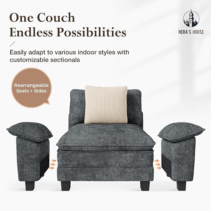 HERA'S HOUSE 124" Modular Sectional Sofa, Oversized L Shaped Couches