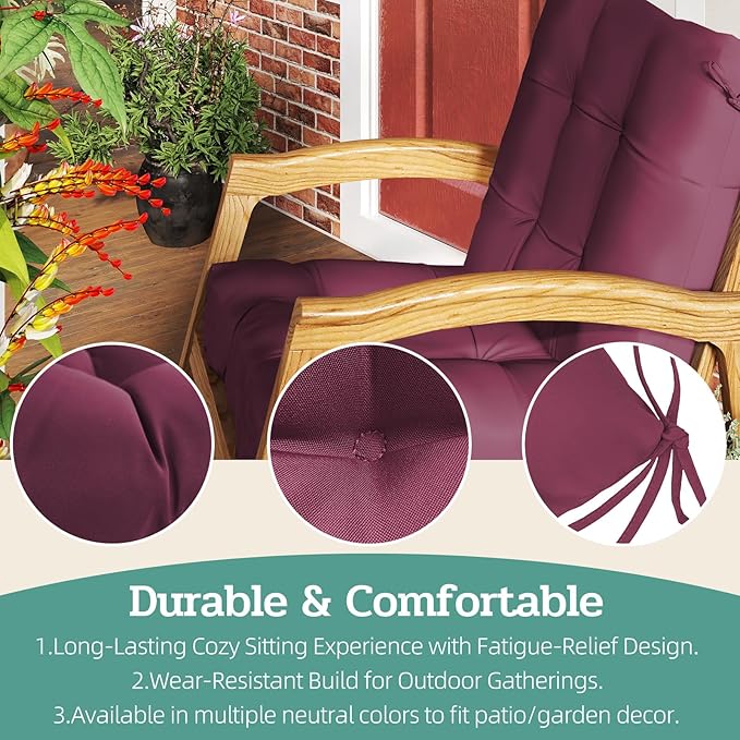 Outdoor Chair Cushion, High Back Soft Seat Pad