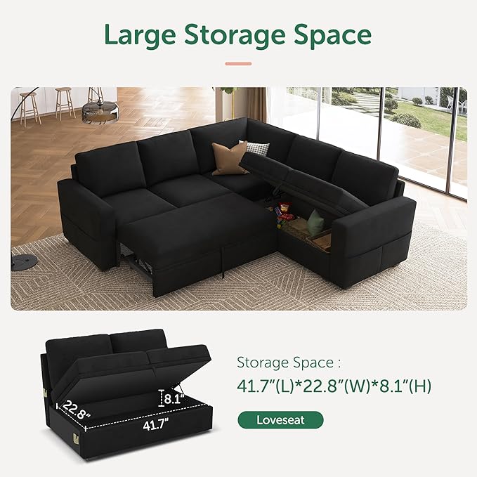 HONBAY Modular Sectional Sleeper Sofa