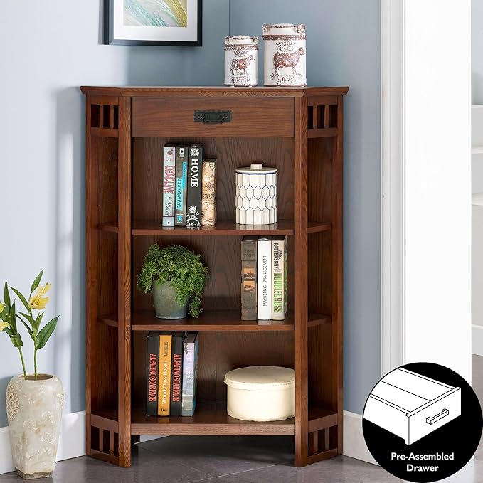 Leick Home 82263 Mission Mantel Height Corner Bookcase