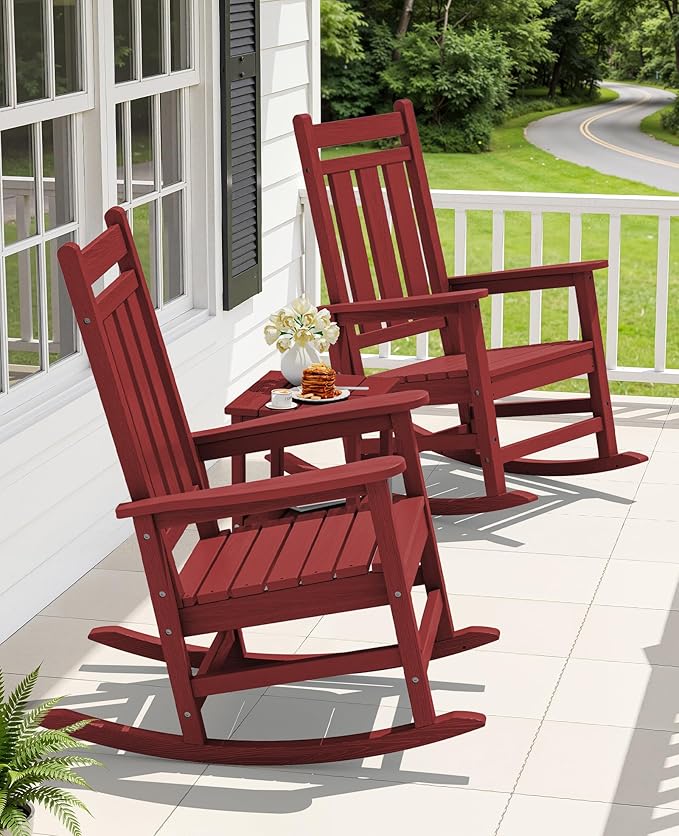 KINGYES Oversized Outdoor Rocking Chair Set of 2, All-Weather Patio Rocking