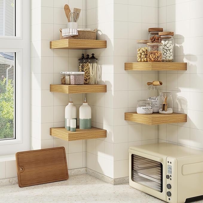 fuqing Floating Shelves for Wall, Wall Mounted Wood Floating Shelf