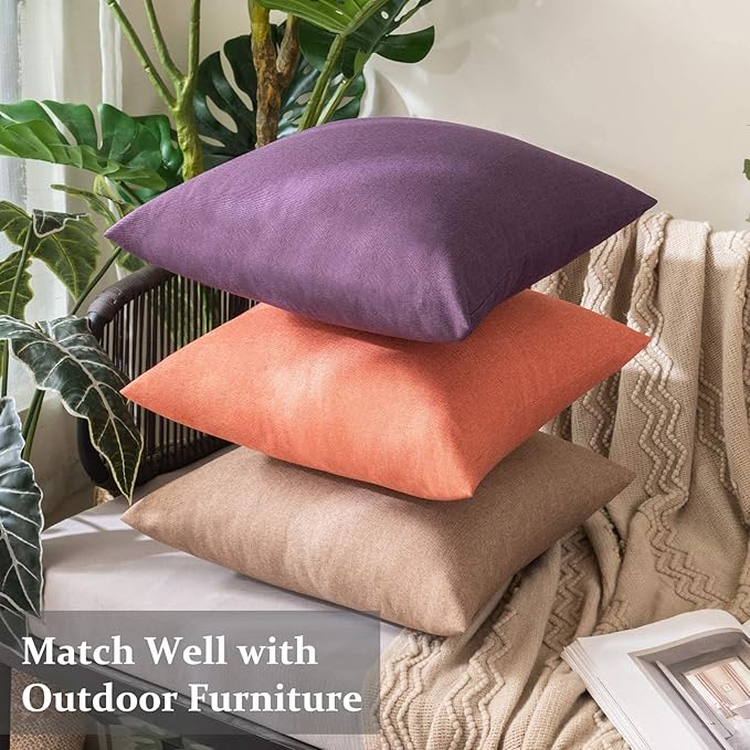 MIULEE Pack of 2 Decorative Outdoor Solid Waterproof Throw Pillow Covers Faux