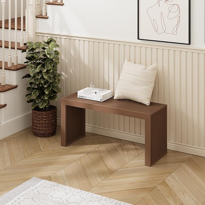 Bamboo Small Dining Bench, Farmhouse Bench