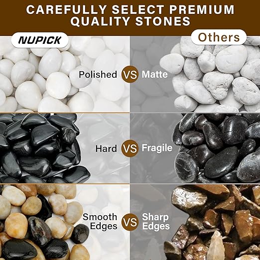 NUPICK 3lb River Rocks for Plants Indoor, 2-3Inch Mixed Pebbles for Vases Fillers, Decorative Gravel for Fish Tank, Natural Polished Stones for Succulent, Bonsai, Landscaping, Bird Baths